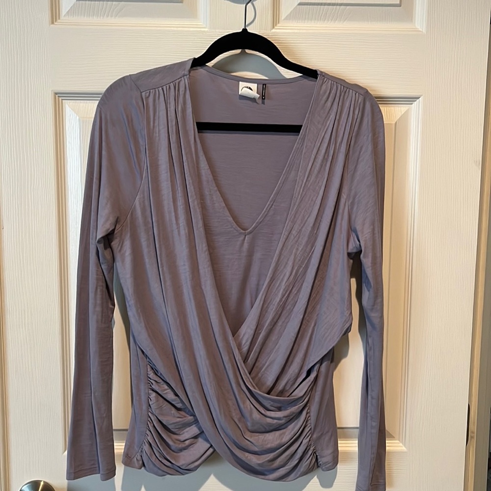 Anthropologie Akemi + Kin lavender gray v neck long sleeve wrap t-shirt top- NWT